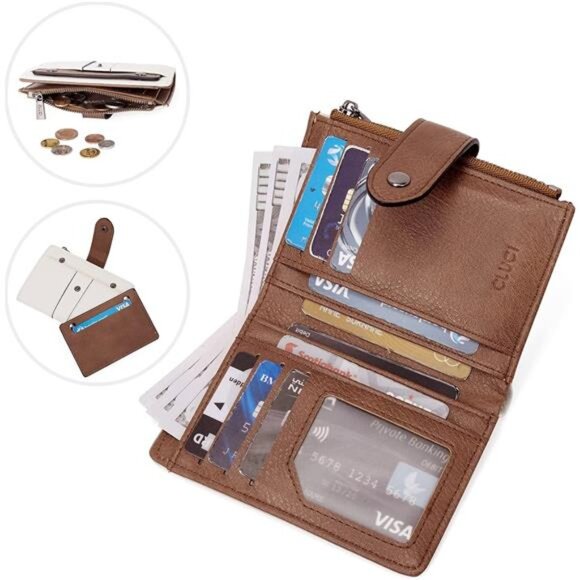 Small Womens Wallet Leather Bifold Slim Card Holder Organizer ID Window Purse - Picture 4 of 7